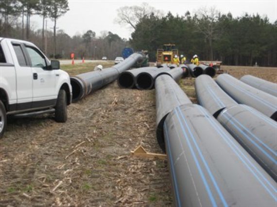 HDPE Pipe with ISCO truck ready for fusion